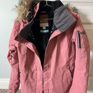 Roxy Women's Meade Ski/Snowboard Jacket with Faux Fur Hood - Dusty Rose, Small